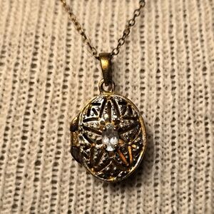 Gold Star Locket Necklace